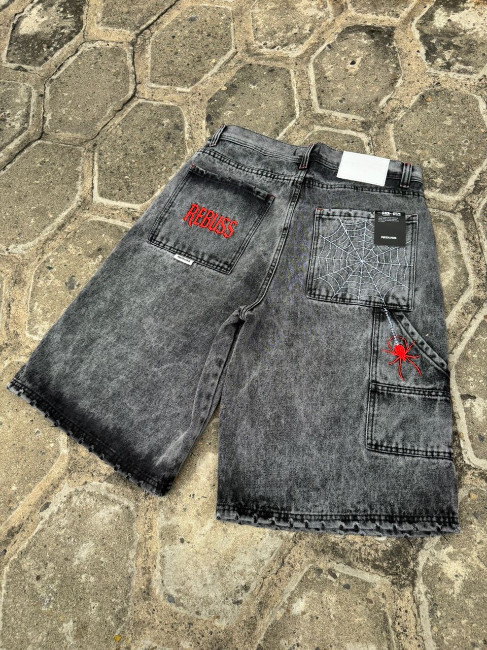 Jorts acid wash Spiderman